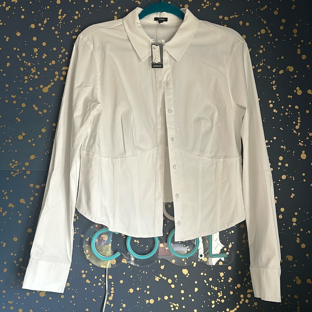 White corset blouse EXPRESS size Large
